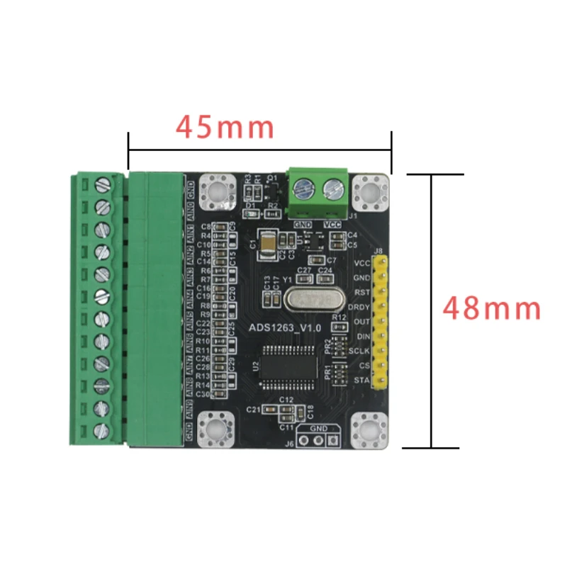 وحدة ADS1263 10 قنوات 32_24 بت 38K دقة منخفضة السرعة ADC الحصول على البيانات وحدة تحويل تناظرية إلى رقمية