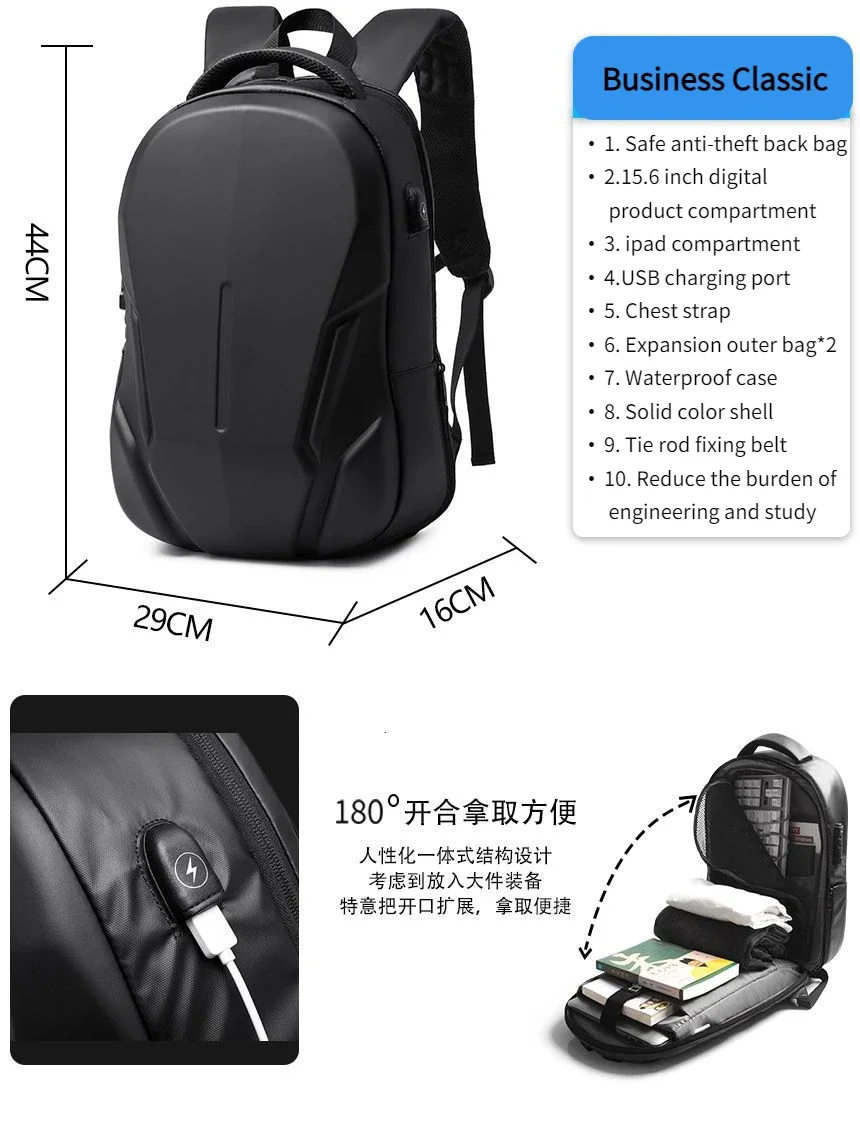 Imagem -04 - Mochila Anti-roubo para Homens Bolsa para Laptop Estereotipada Mochila de Viagem Impermeável Mochila Escolar sem Chave Tsa 156 Pol 17 Pol