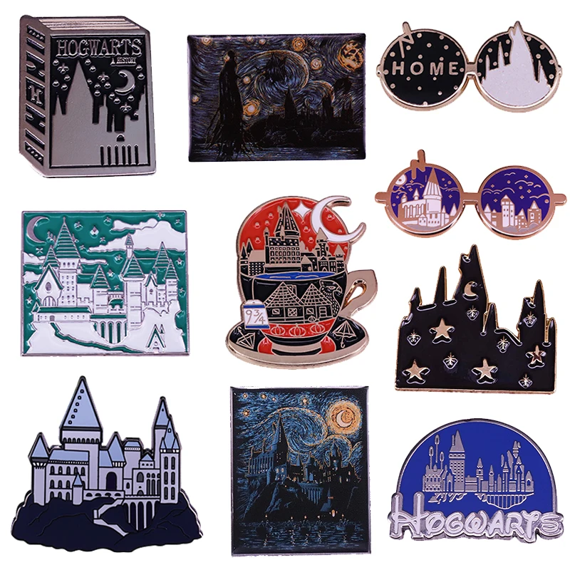 HxxP-Pin de Castillo Mágico del Mundo Mágico, colección de fantasmas de Hgwart y Van Gogh, pintura artística, broche de brujería y regalo de hechicería