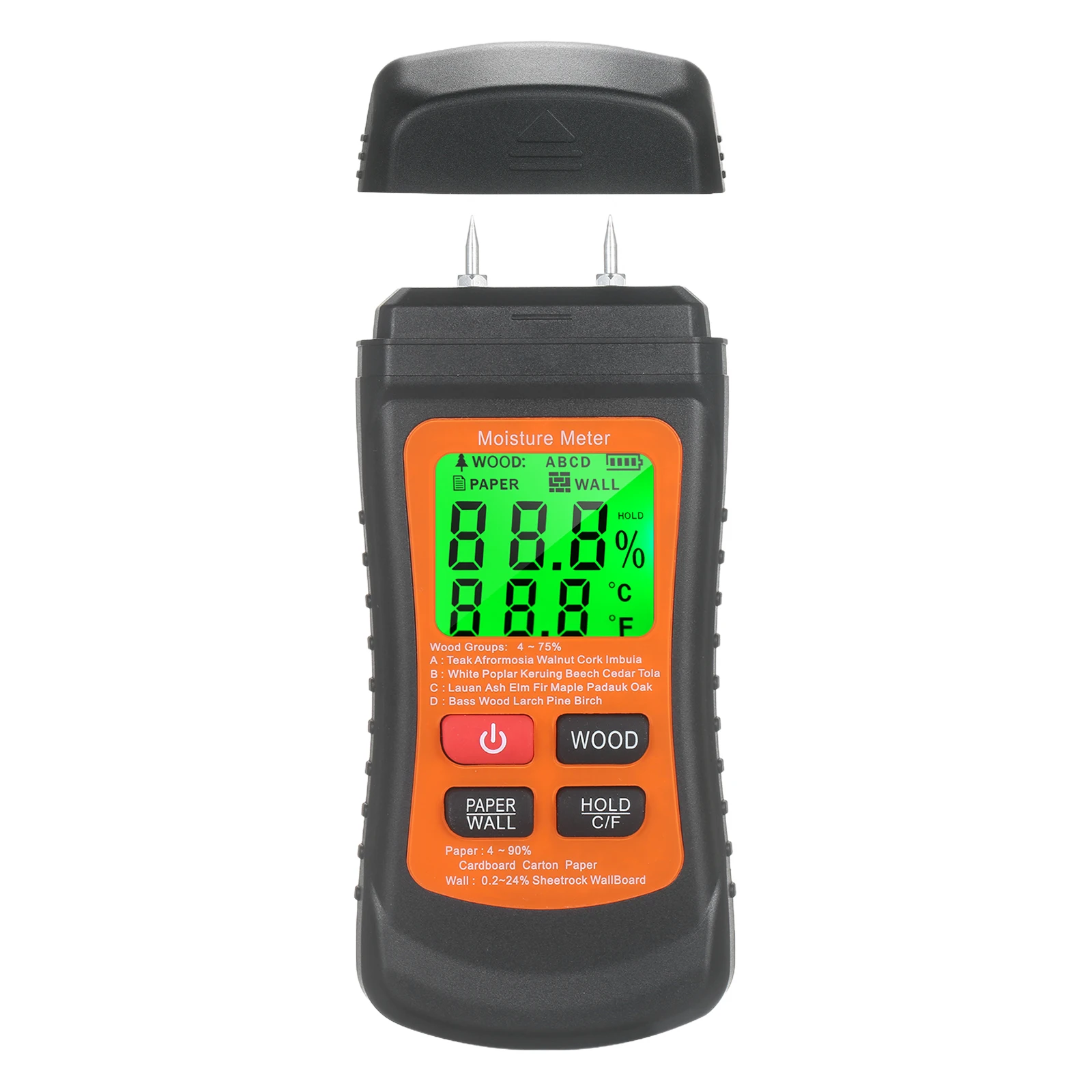 2Pin الخشب مقياس الرطوبة الرقمي ث/الخلفية LCD Ygrometer الأخشاب كاشف الرطوبة لبناء المواد الحطب الجدران ورقة الطابق