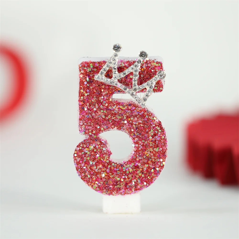 1pc Birthday Cake Topper Crown Candles Red Birthday Digital Candle Memorial Day Party Cake Decor For Girl Boys Cake Accessories