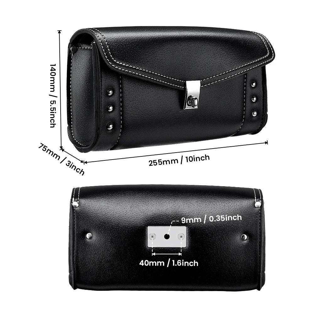 Motorcycle Leather Windshield Bag Windscreen Studded Pouch For Touring Road King Street Glide 1995-2022 Softail Storage Tool Bag