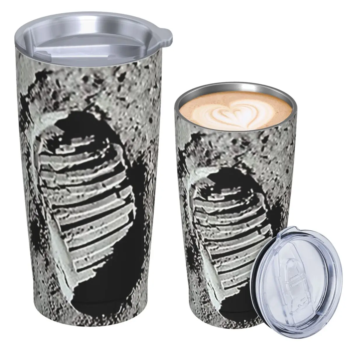 Footprint On The Moon By Buzz Aldrin Apollo Stainless Steel Tumbler Vacuum Insulated Mugs Thermal Cold Cups Straw With Lid 20oz