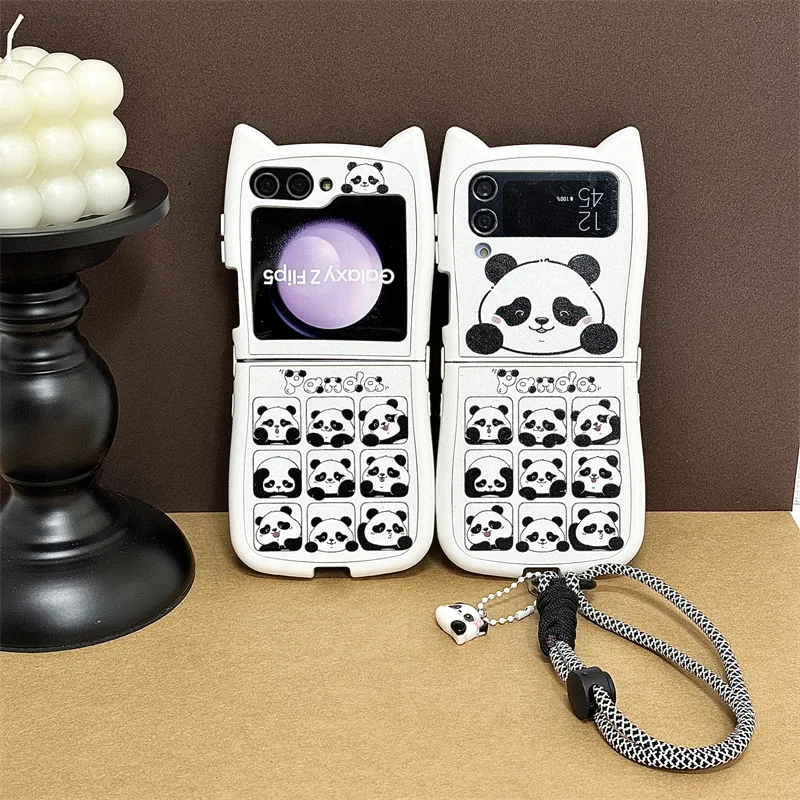 Etui na telefon Panda White do Samsung Galaxy Z Flip 6 5 4 3 Ochronne etui na telefon ZFlip4 ZFlip5 ZFlip6