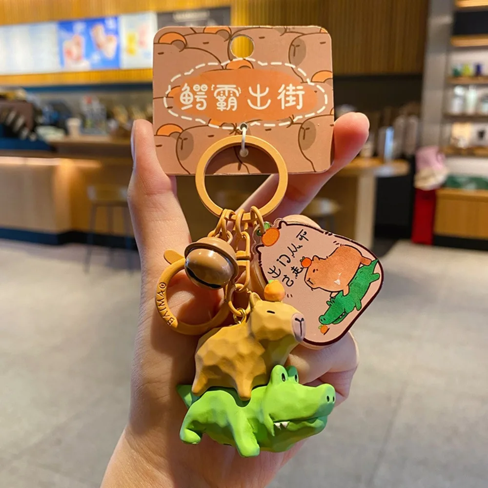 Bobblehead Capybara Key Ring Anti-Lost Cartoon Backpack Hangings Pendant Funny Three-dimensional Guinea Pig Key Chain Couple