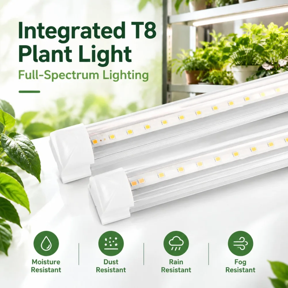 Full Spectrum T8 Integrated Waterproof Grow Light Tube High Quality LED Waterproof & Fog Resistant Grow Light for Indoor Plants