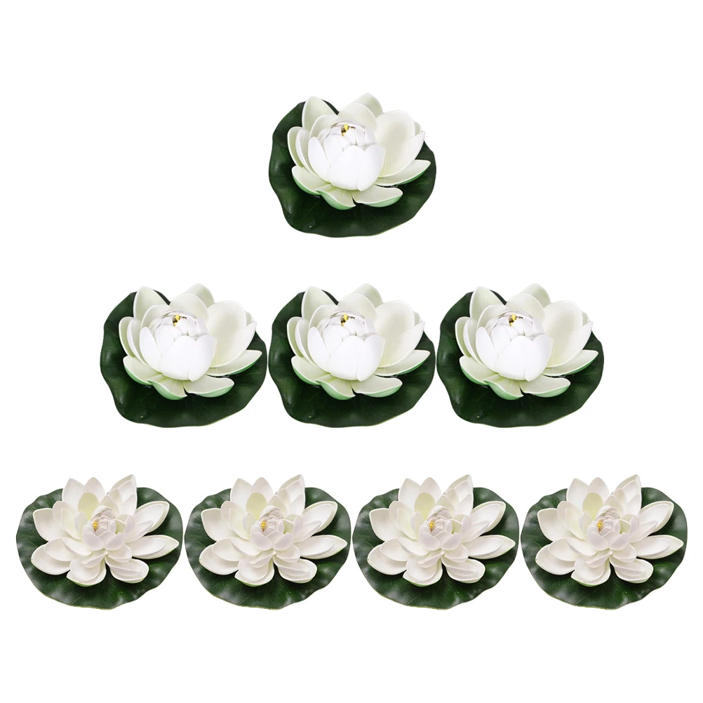 

8 Pcs Simulated Garden Decoration Flower Seeds Realistic Lily Pads Floating Foam Artificial Pool