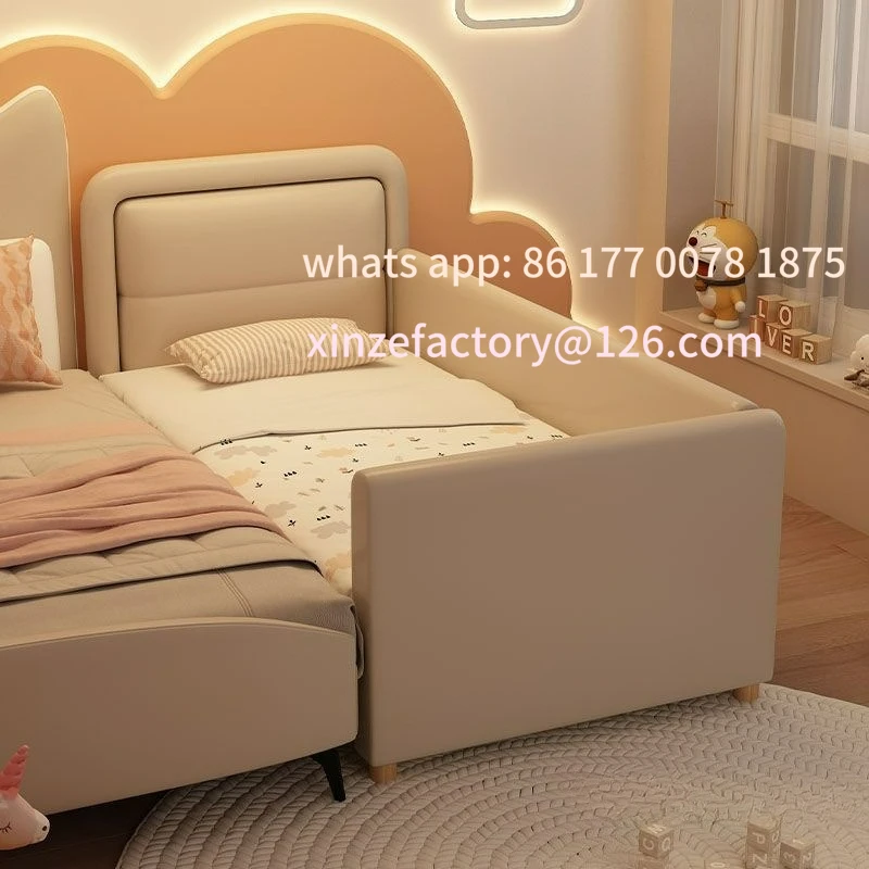 

Детская кровать из массива дерева с мягкими стенками, регулируемая, с защитным бортиком, для мальчиков и девочек, расширенная, прикроватная