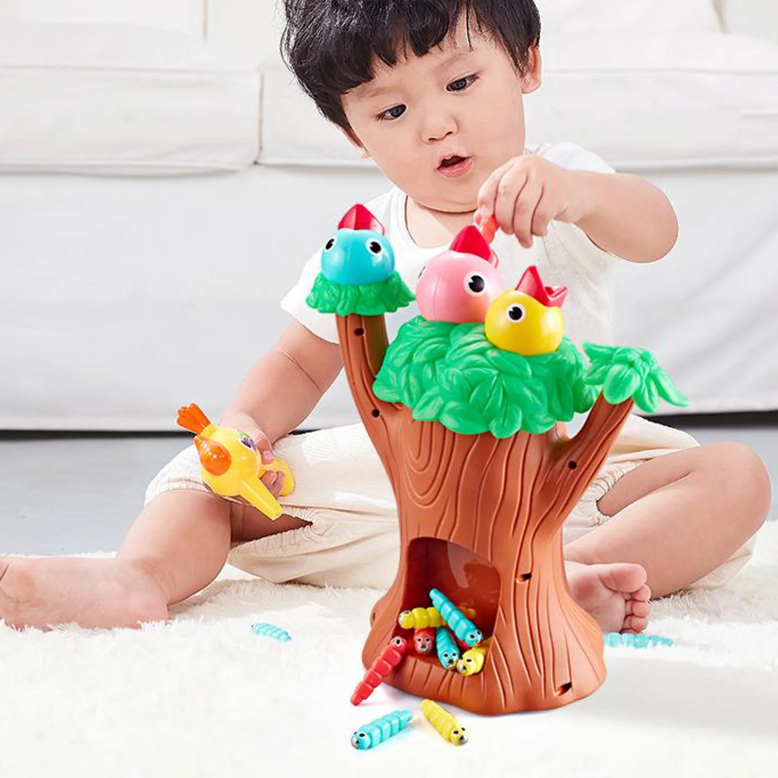 2023 New Table Play Toy Realistic Puzzle Toy Portable Bird Catching Insects Game Creative Kids Gift