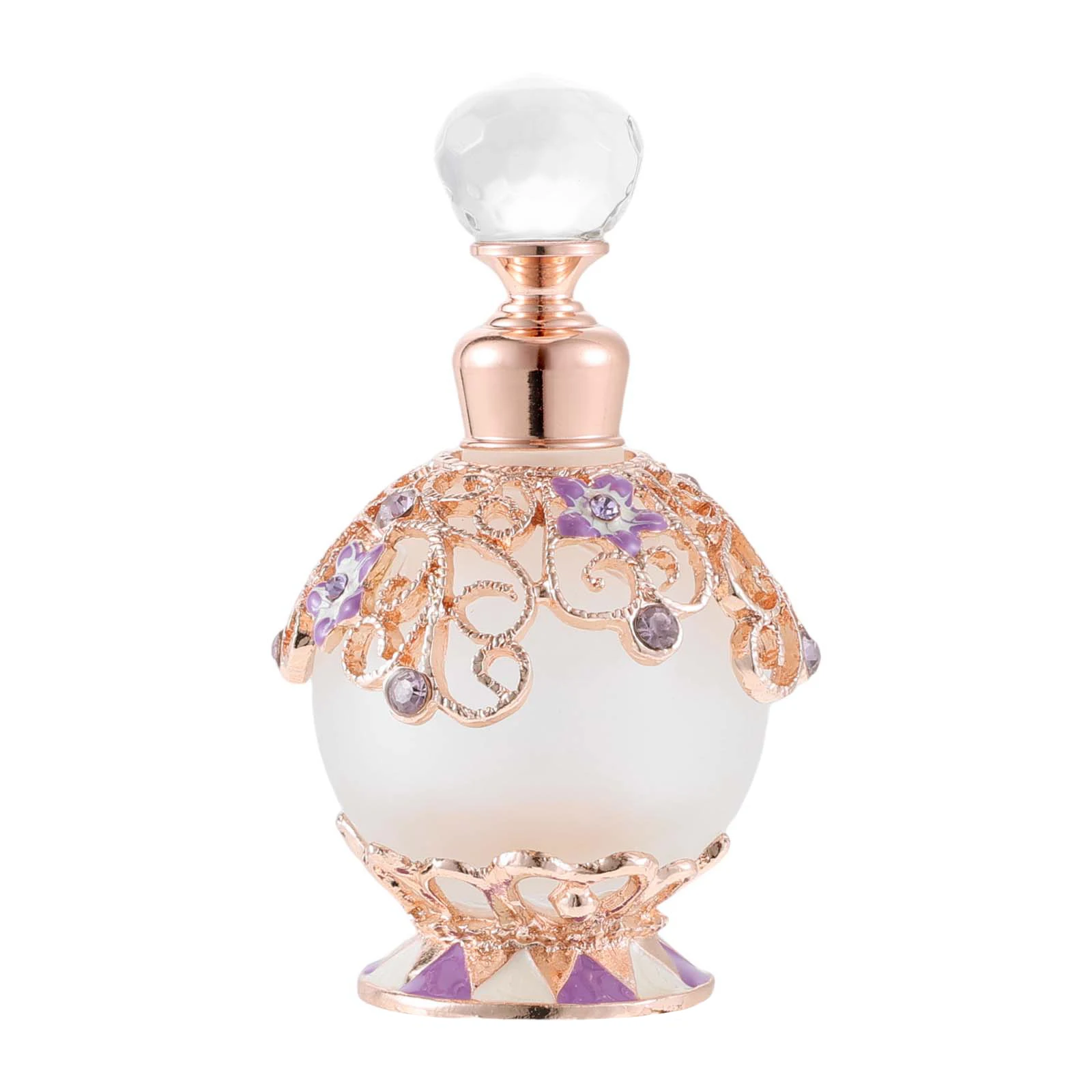 25ml Refillable Empty Purple Perfume Bottles w/ Hollow-out Diamond-embellished Pattern Gift Glass Perfume Bottle Home Decorative