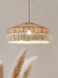 Retro Wabi Sabi Rattan Handmade Pendant Lights Nordic Living Room Bedroom Restaurant Chandelier Decoration Home Lamps Luminaire