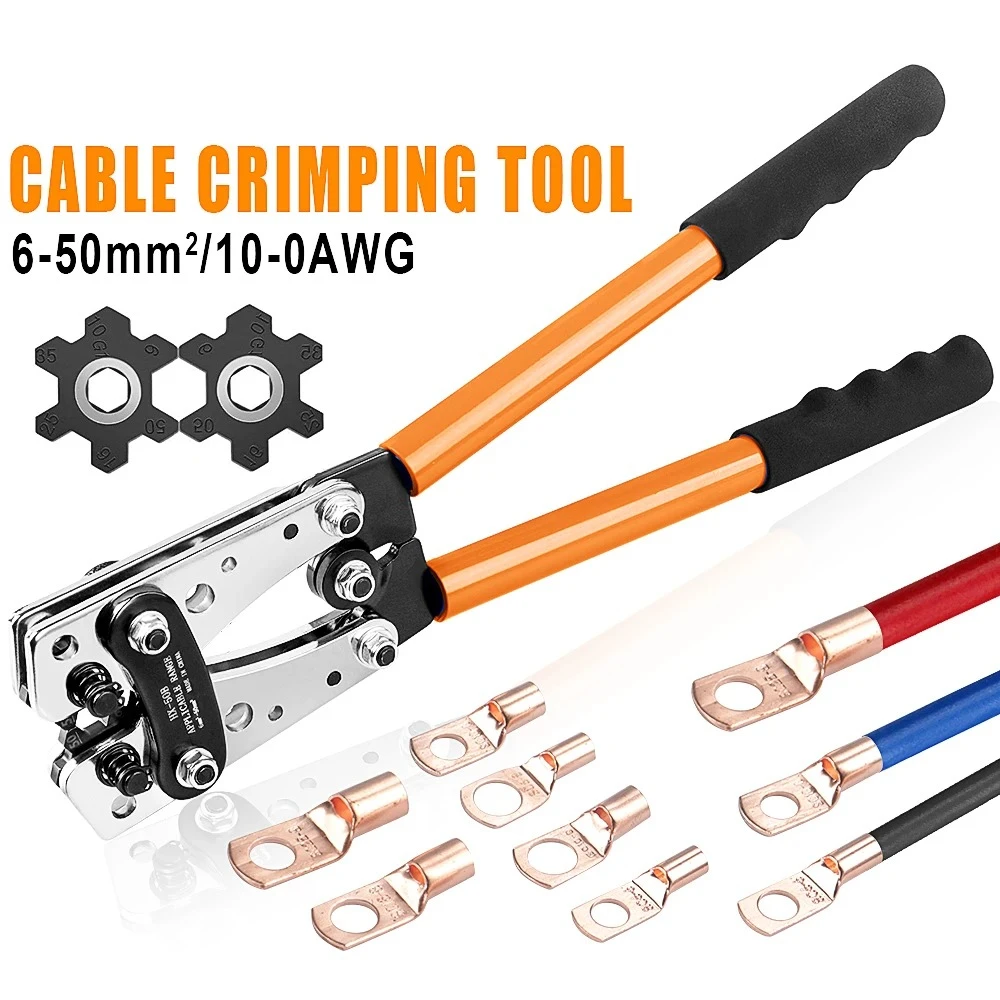 

HX-50B Crimping Pliers 6-50mm²/AWG 10-1/0 Tube Terminal Crimper Hex Crimp Tool Battery Cable Lug Cable Hand Tools
