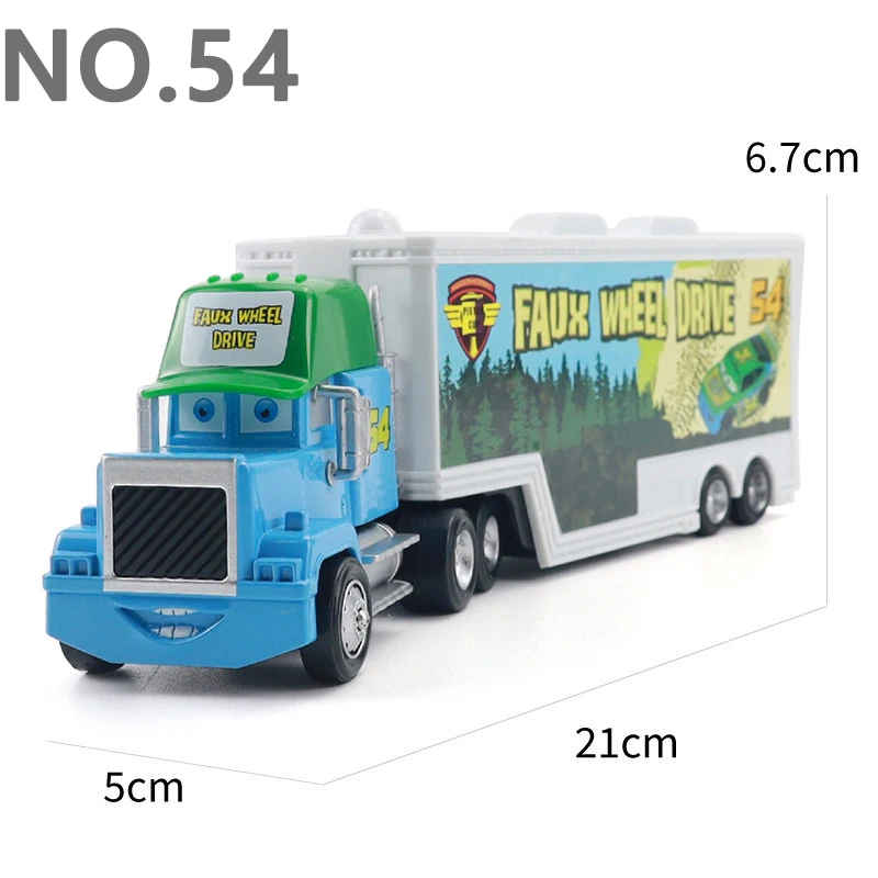 Pixar Cars Greg Candyman's Hauler Modellauto Anime-Figur Mack Container Trucks Semi-Hauler Dinoco Racing Spielzeug Kindergeschenke – Detail 33