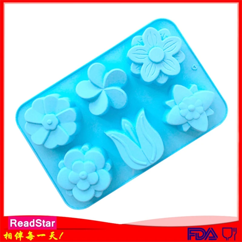 20PCS/LOT Wholesale ReadStar 6CA084RD069 6 Cavities Tulip 6 Holes Baking Mould DIY Soap Mold