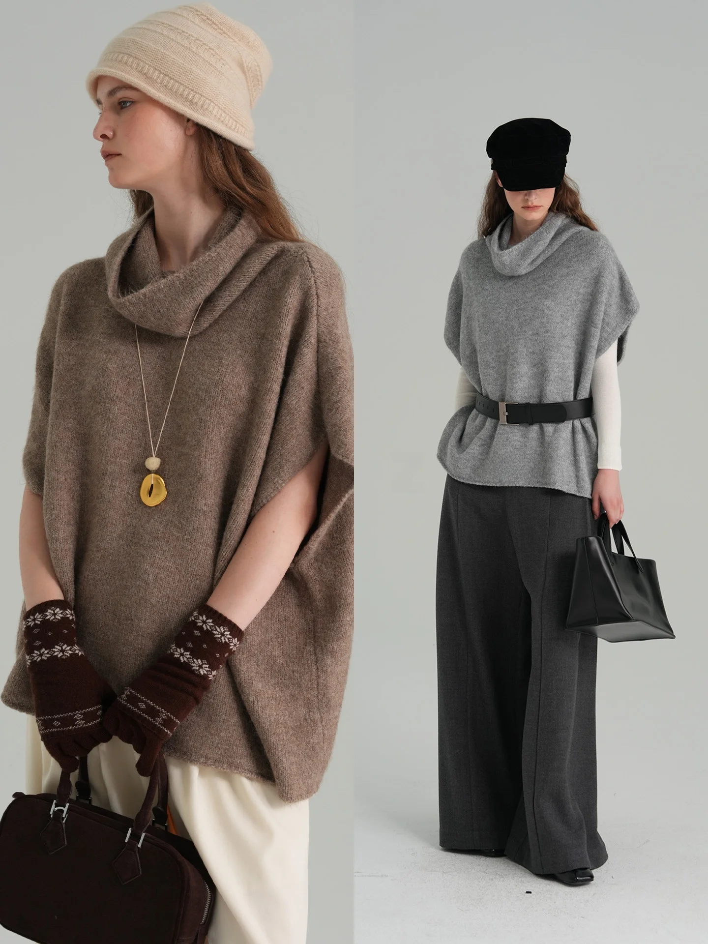 

Retro Batwing Sve Knitted Sweater Women's Loose Fitting Lazy Sle Lamb Camere Cozy Ne Sta oulder Casual Knitwear