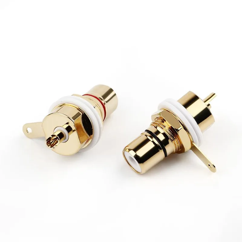 RCA Jack socket Female Socket Chassis Audio Jack Red Black Cycle Solder Plug Conector Chassis CMC Metal Gold Plated