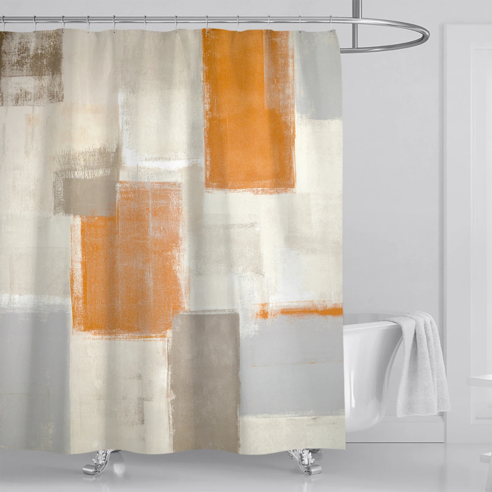 Abstract And Minimalist Bathroom Curtains Made Of Polyester Fabric, 180 * 180cm, With 12 Hooks