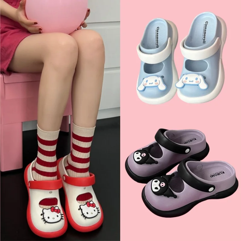 

Sweet Slippers Cartoon Mary Jane Shoes EVA Soft Sandals Antislip Waterproof Kuromi Cinnamoroll Hello Kitty Free Shipping