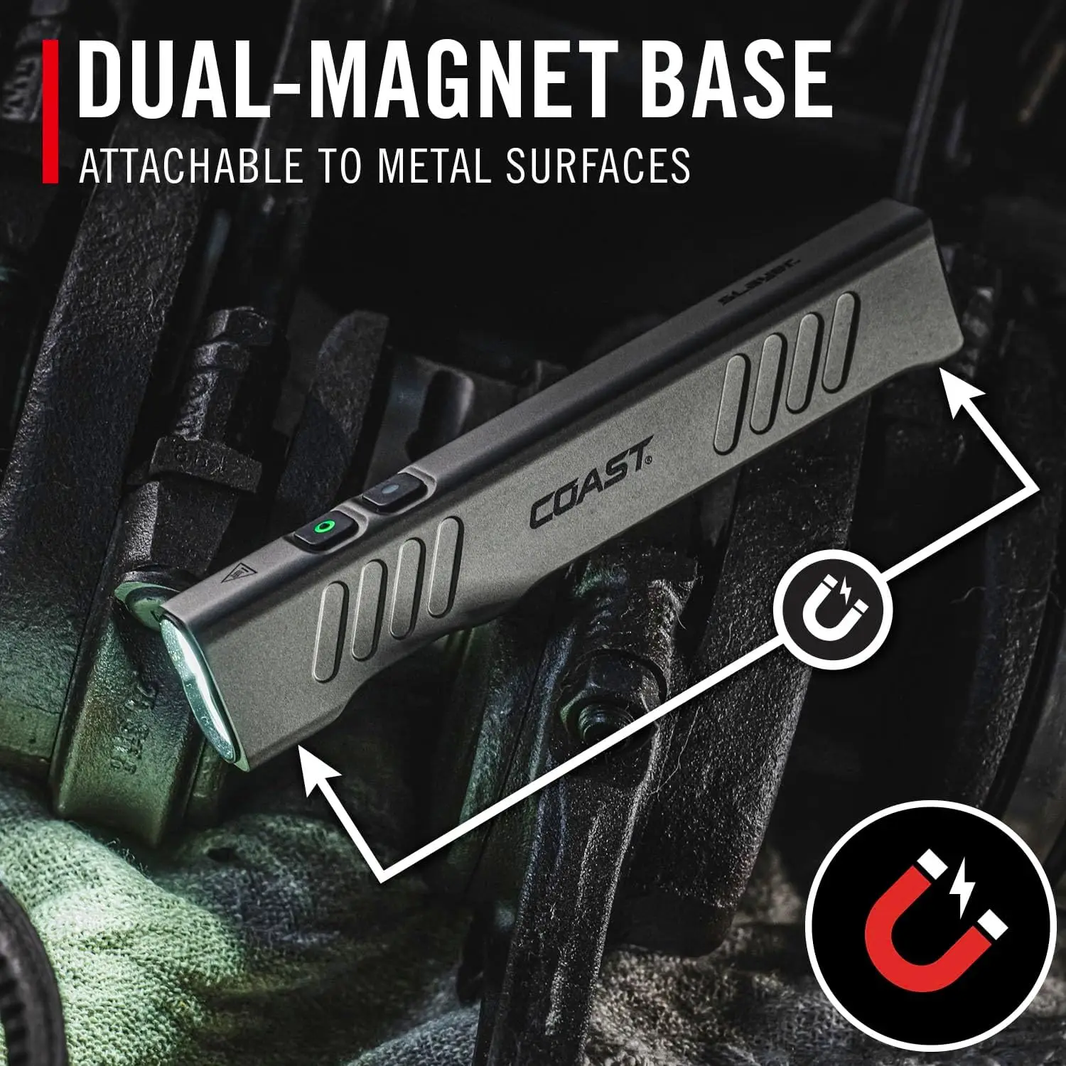 مصباح يدوي Slayer RED 1000 Lumen USB-C قابل لإعادة الشحن مع وضع أحمر، بقعة/فلوود، وضع الذاكرة ومشبك الجيب