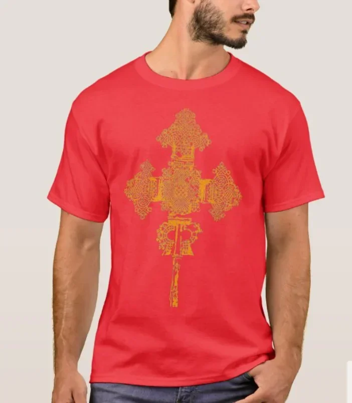 Ethiopian Orthodox Church Cross T-Shirt 100% Cotton O-Neck Summer Short Sleeve Casual Mens T-shirt Size S-3XL
