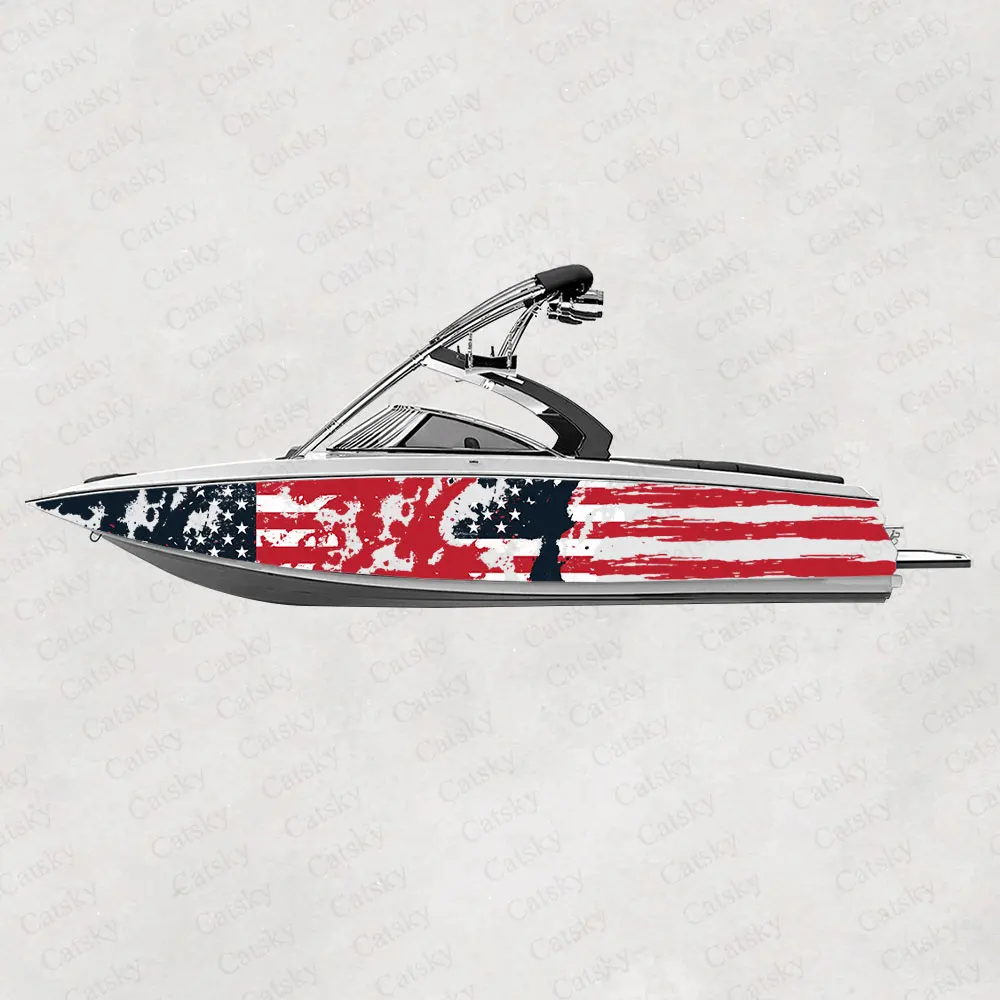 American Flag Graphic Decal Boat Sticker Vinyl Waterproof  Graphic Boat Decoration Wrap Decal Gift Boat Sticker Decal US Flag