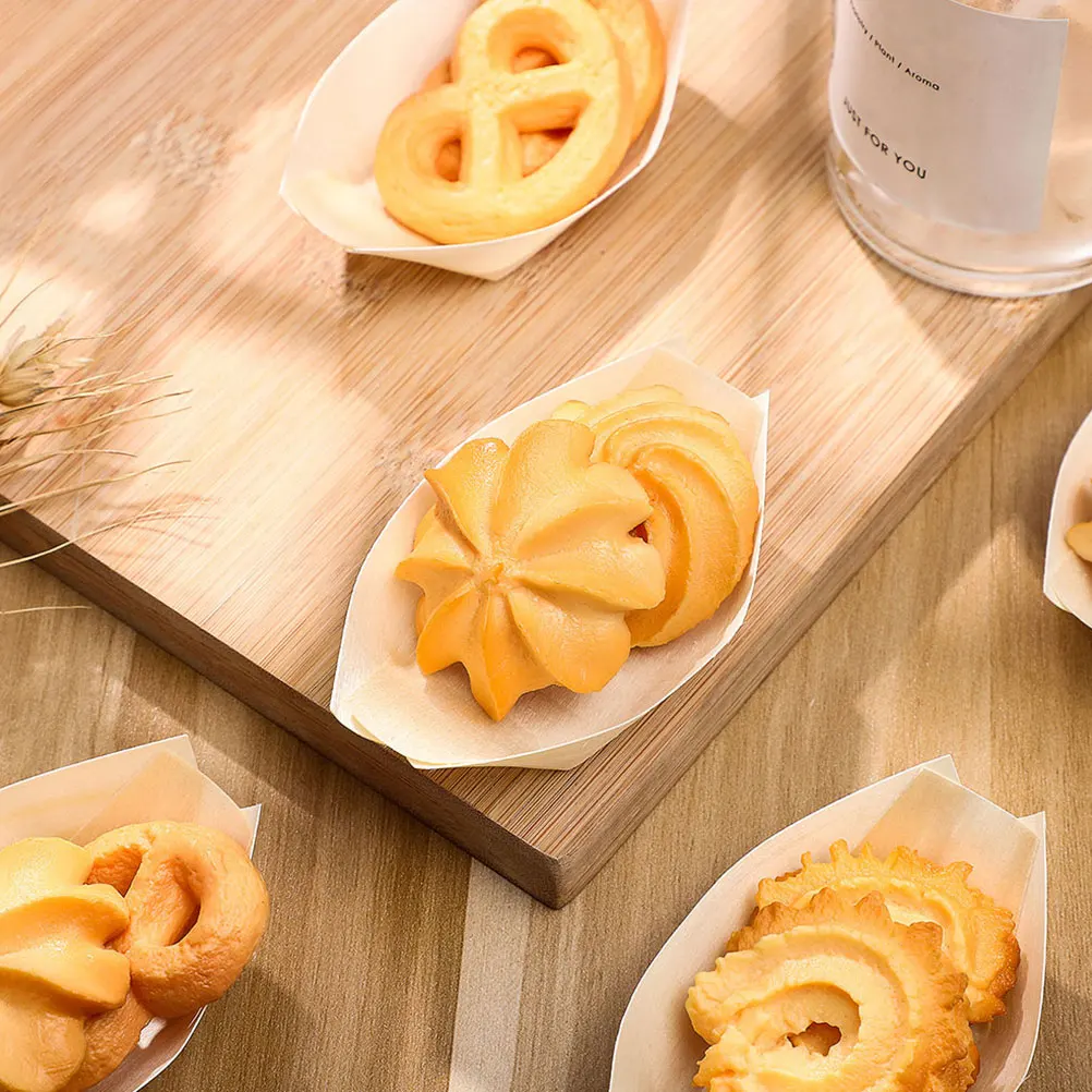 

150 Pcs Wooden Kayak Snacks Boat Plates Serving Boats Shape Sushi Tray Disposable Dish Pine Food
