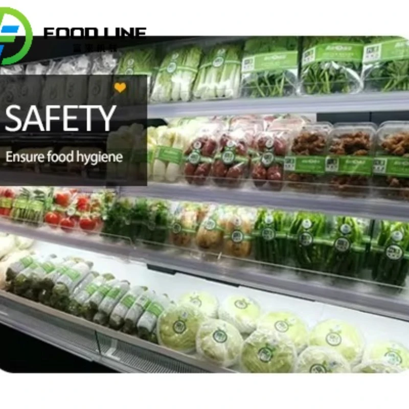 Mucosal Stretch Film Packaging Machine for Supermarket Fruits, Vegetables, Meat, Fish, and Seafood Packaging