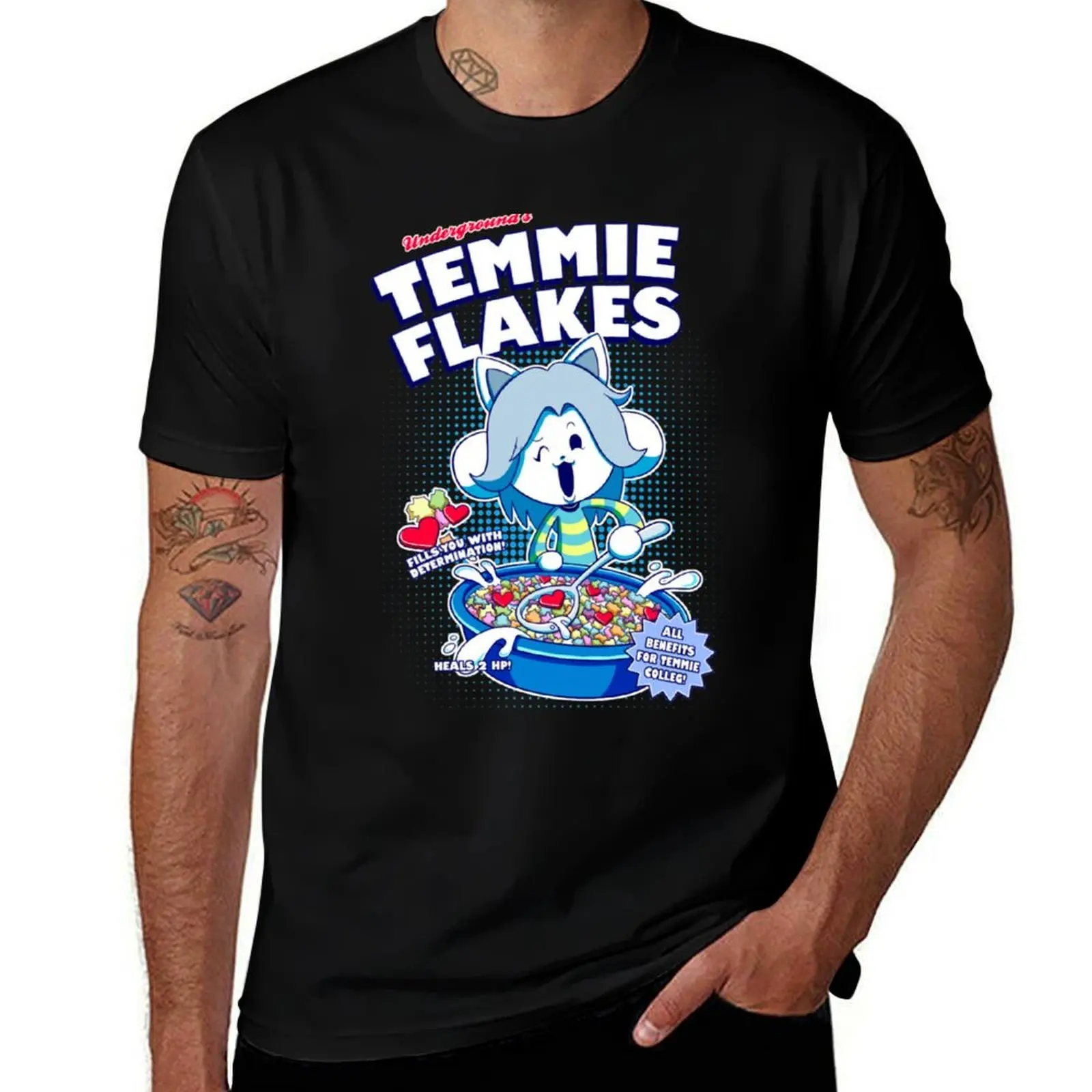 

Temmie Flakes T-Shirt cotton t shirts man 100% funny t shirts dark humor T-Shirt