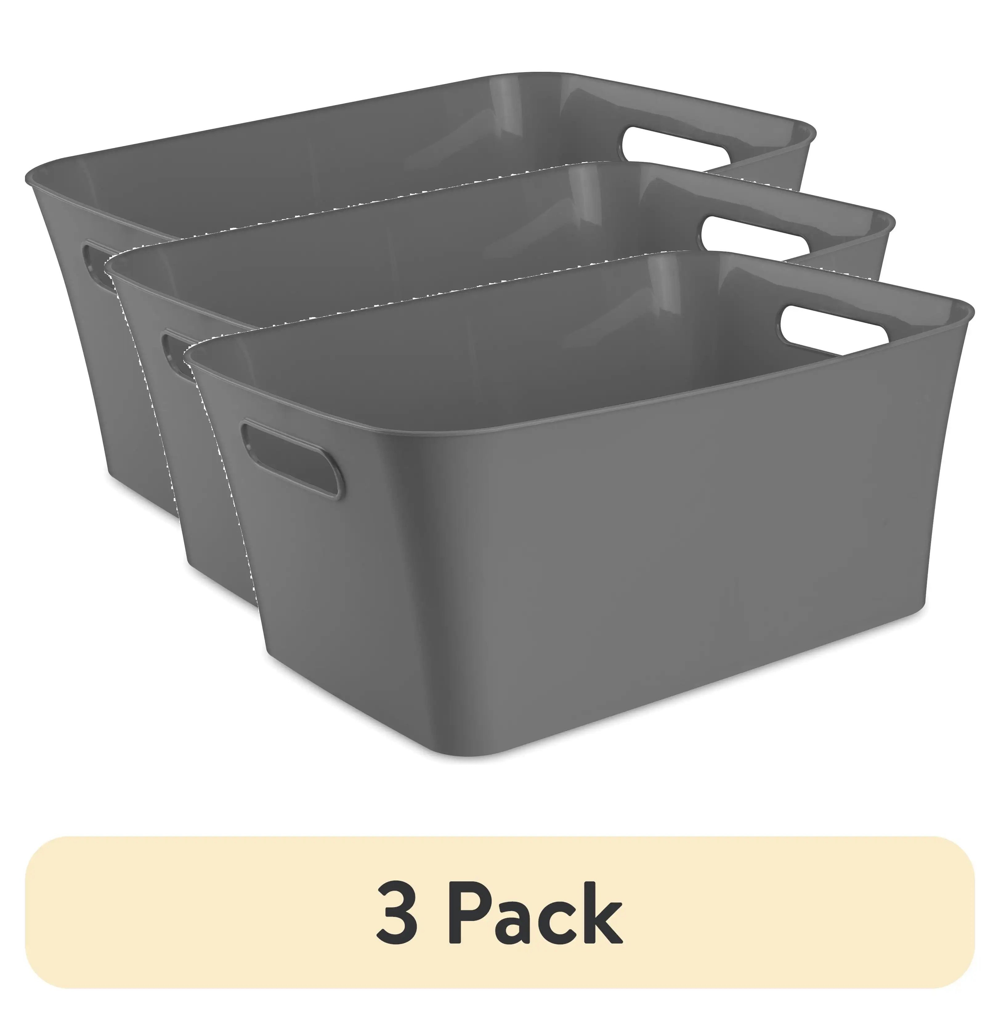 

Large Gray Plastic Storage Container, 15.5 x 11.4 x 7 in, 3-Pack