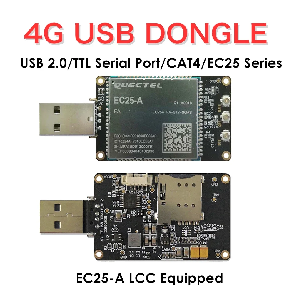 

4G LTE USB Dongle W/EC25-A SIM Card Slot Carrier: AT&T/T-Mobile/Rogers/Telus LTE FDD B2/B4/B12