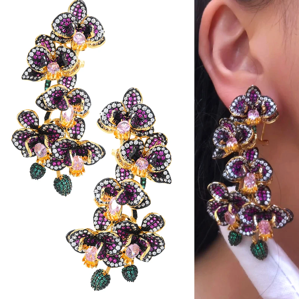 

Missvikki Luxury Gorgeous Big Bloom Flowers Earrings for Women Bridal Wedding Party Occasion Shiny Jewelry Super Romantic Gift