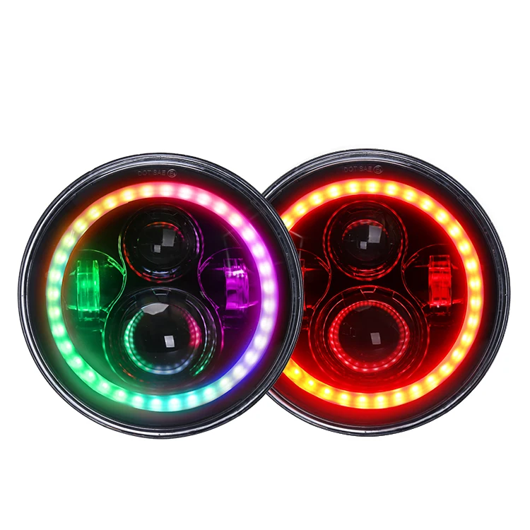 

Car accessories angel eye Chasing Color projector Motorcycle Headlight 7 Inch Super Bright Round for car