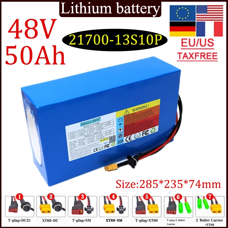 

NEW 48V 50ah 21700 lithium battery 13S10P built-in 50A Bms 0-2500W high-power electric motor for power tools