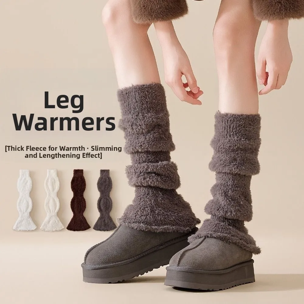 

Fashion Y2K Coral Fleece Foot Cover Elastic Sweet Women's Leg Warmers Thickened Comfortable JK Knee High Socks Girl