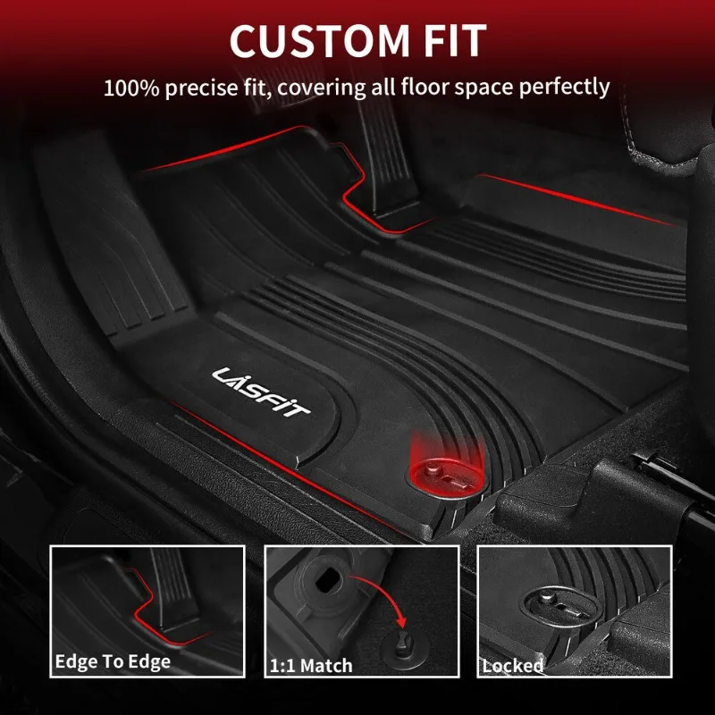 Floor Mats for Hyundai Santa Fe 2021 2022 2023 Hybrid 1st & 2nd Row TPE All Weather United States