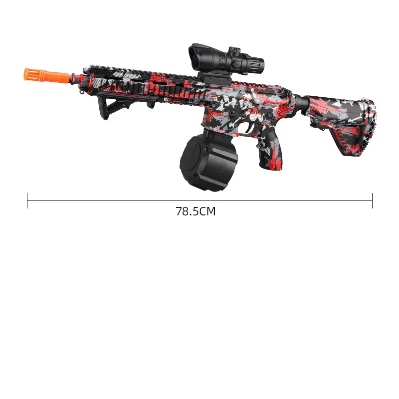 لعبة مسدس 7.4 فولت كرة جل M416 عالية السرعة مع قابس برتقالي ومجلة مزدوجة لألعاب الوالدين والطفل التفاعلية في الهواء الطلق. سام