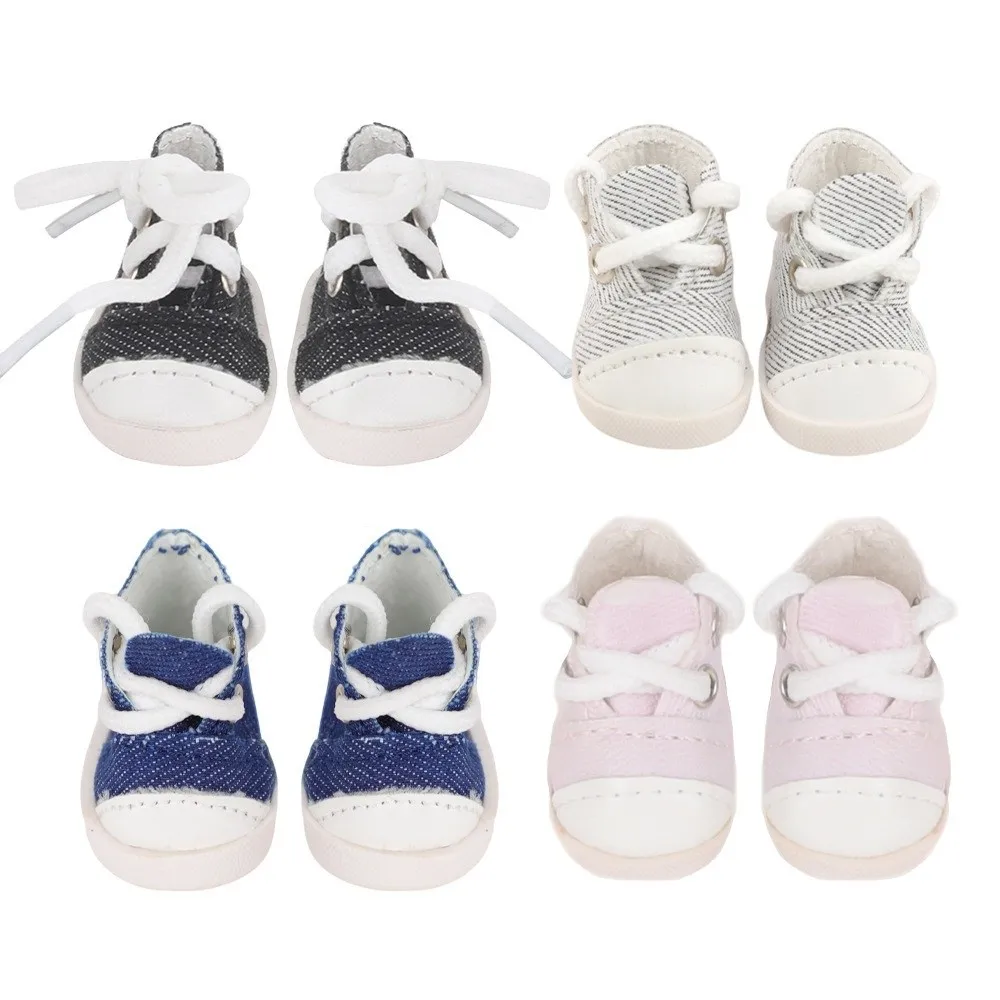 

Fashion 3.8cm Canvas Doll Shoes Canvas Material 17cm Doll For Shoes Cute Design Doll House Doll Wear Cotton Doll