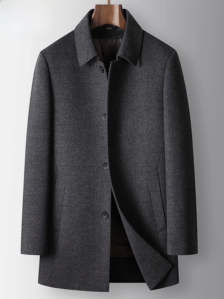 

TUCANO Men's Woolen Coat Mid-Length Removable down Inner Stand Collar Windbreaker Faion Urban Busin Casual Sle