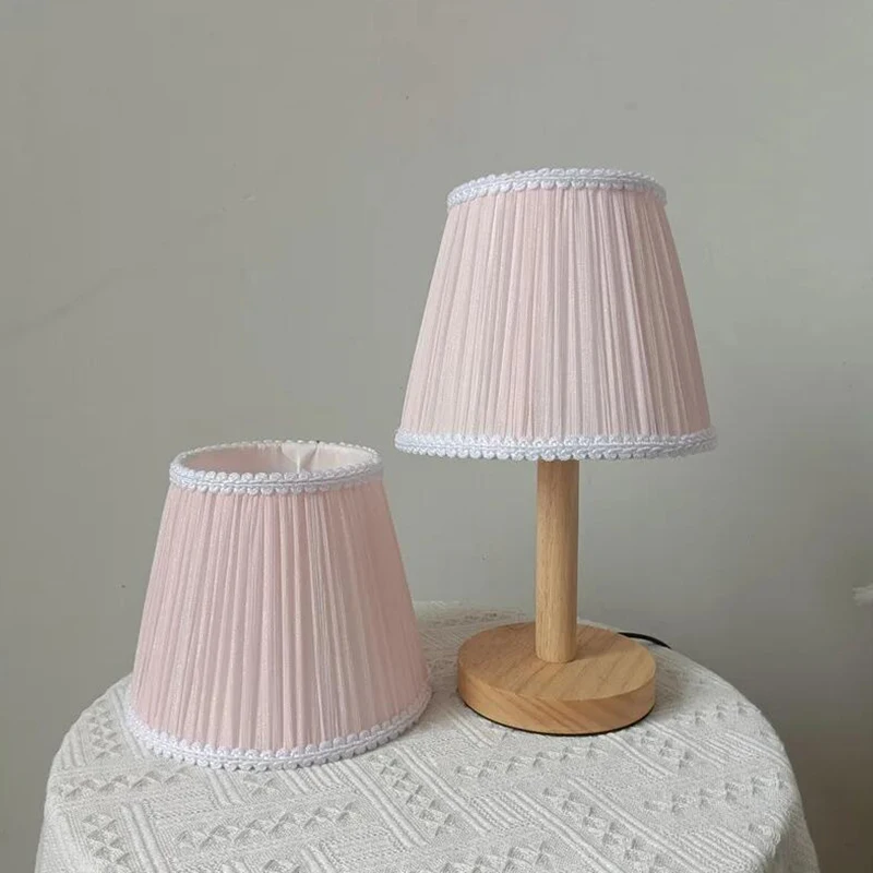 

Pink Bedside Table Lamp Shade Home Decor E27 Crinkle Fabric Lampshade For Princess Girl Bedroom Chandelier Wall Lamp Shade