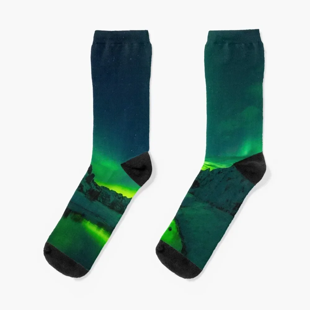 Iceland - Northern Lights Socks custom floral Non-slip Socks Men Women's