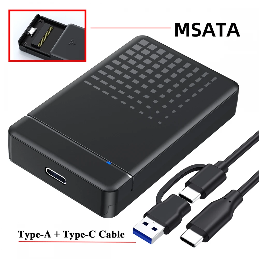 USB3.1 Type-C mSATA SSD Enclosure Mini External Hard Drive Box 6Gbps High Speed Transfer