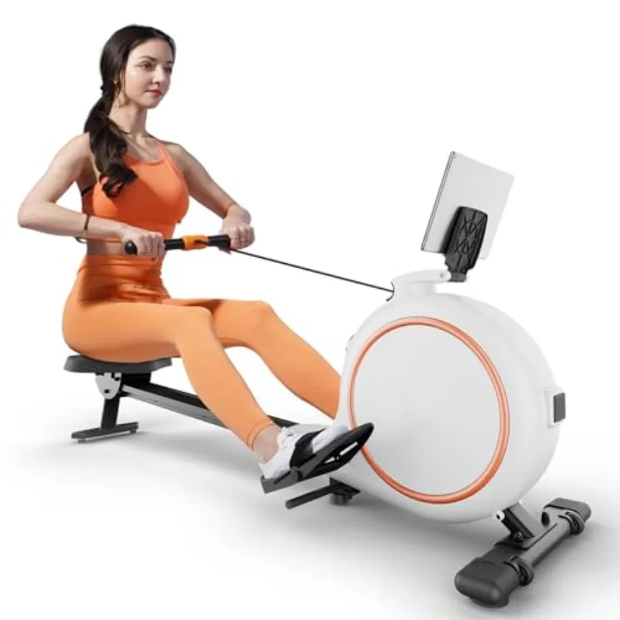 

Модернизированный магнитный гребной тренажер для дома с 32 уровнями сопротивления, регулируемая посадка, поддерживает 300 фунтов, совместимое с приложением Bluetooth