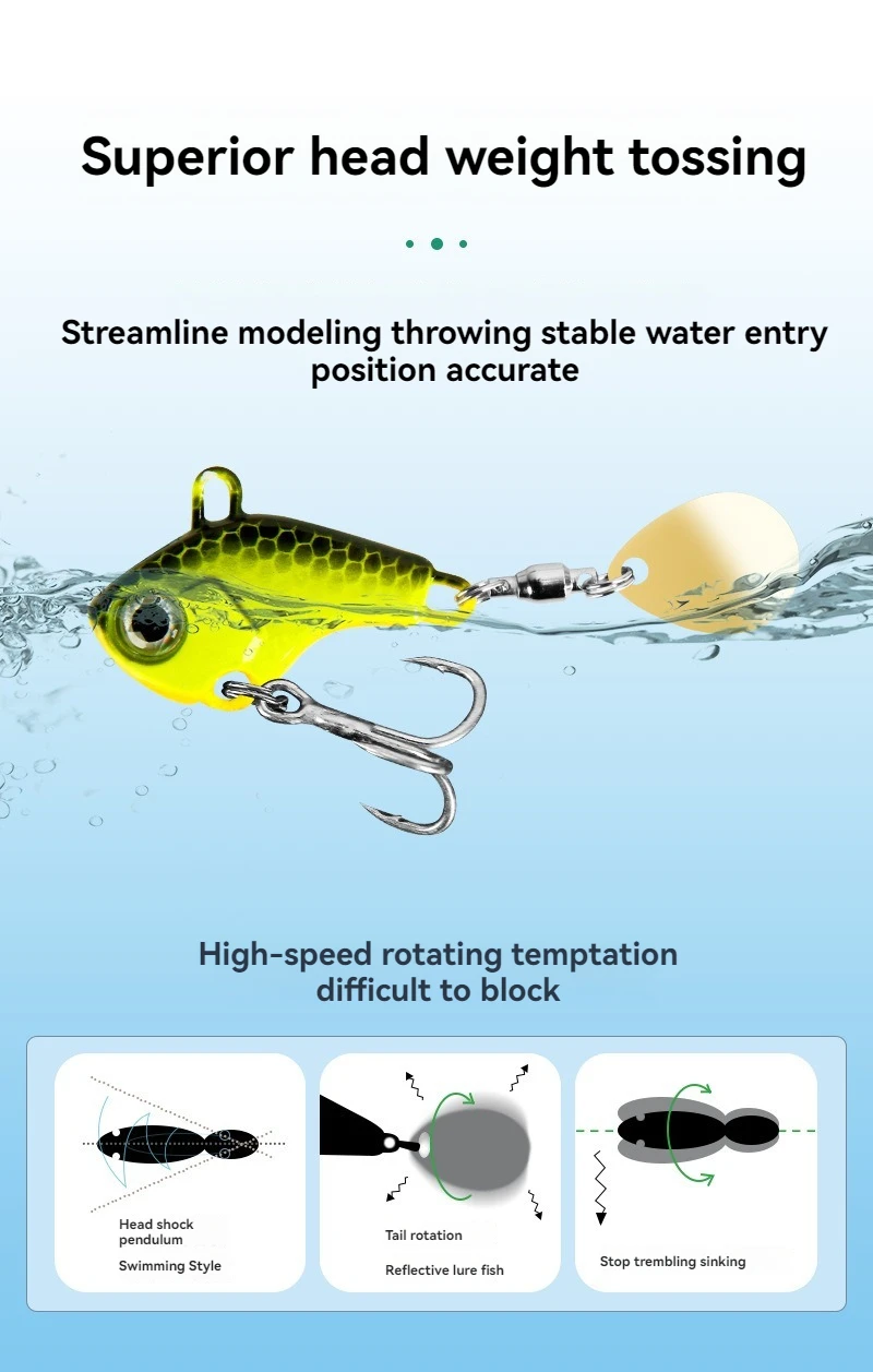 Angeln Locken Set 5 stücke Wobble Rotierenden Metall VIB Vibration Köder Spinner Löffel Jig Meer Lockt Künstliche Harte Köder Pailletten angelgerät – Detail 5