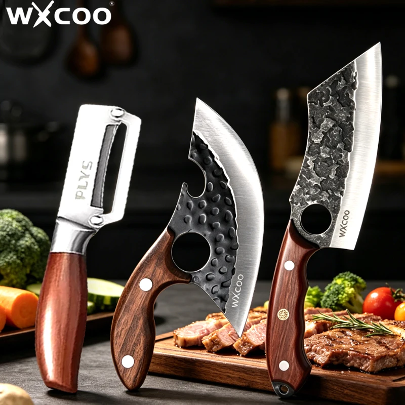 WXCOO Hand Forged Boning Knife Professional Chef Butcher Knife for Slicing Fruit Vegetable Stainless Steel Kitchen Peeler Knife