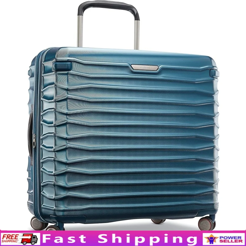 

Expandable Hardside Luggage Double Spinner Wheels Ergonomic Pull System Durable Polycarbonate Shell YKK Zippers Wetpak Pocket