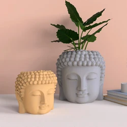 Concrete Planter Molds Silicone Mold Buddha head Design Candle cup Candle Jar silicone mold Cement Flower Pot Molds