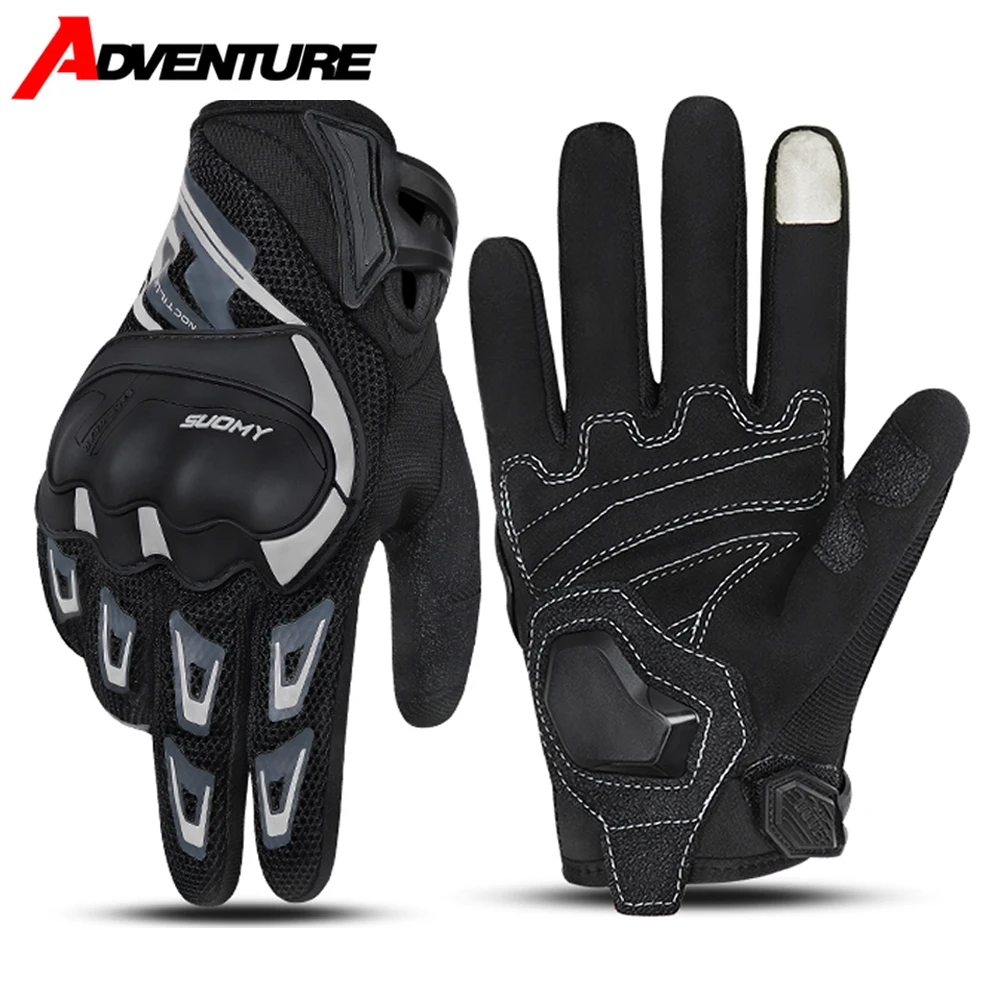 

Женские мотоциклетные защитные перчатки, светоотражающие дышащие противоскользящие перчатки для верховой езды с сенсорным экраном, противоосенние спортивные перчатки с полным пальцем