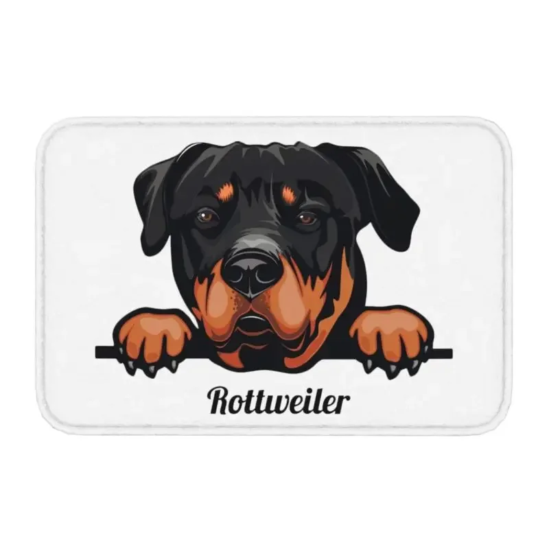 Peeking Dog Rottweiler Floor Door Bathroom Kitchen Mats Anti-Slip Indoor Doormat Toilet Entrance Rug Carpet Footpad