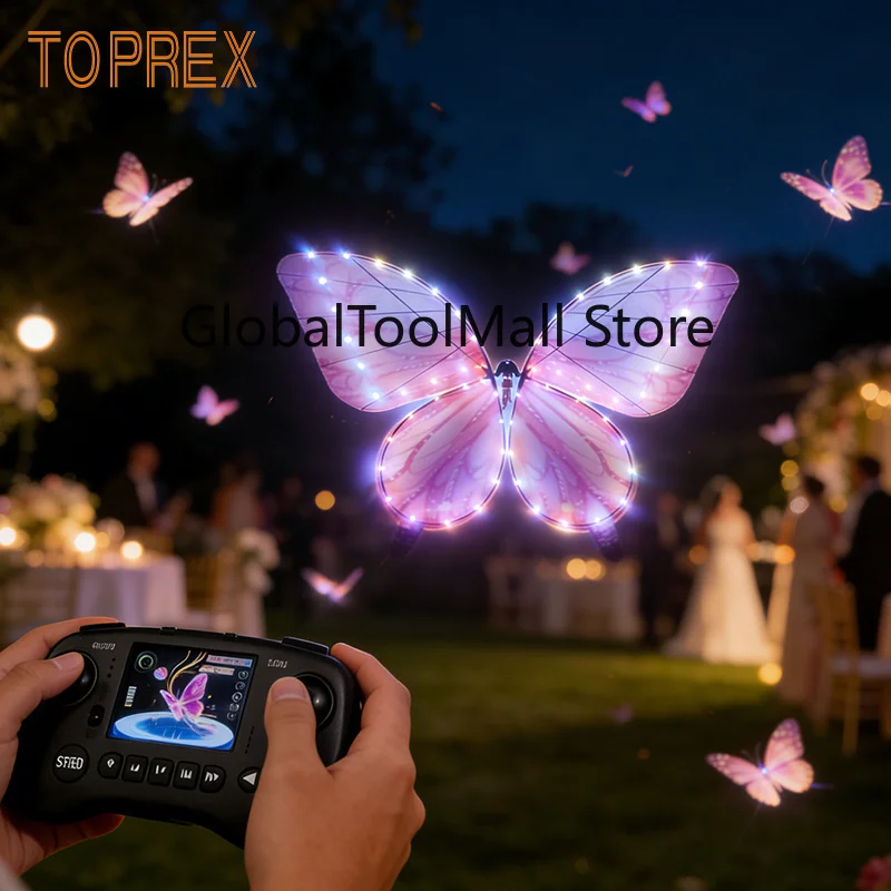 TOPREX RC Bionic Butterfly with Flapping Wings - LED Light, 2.4G Remote Control, Wedding/Stage Decoration Toy for Kids & Adults