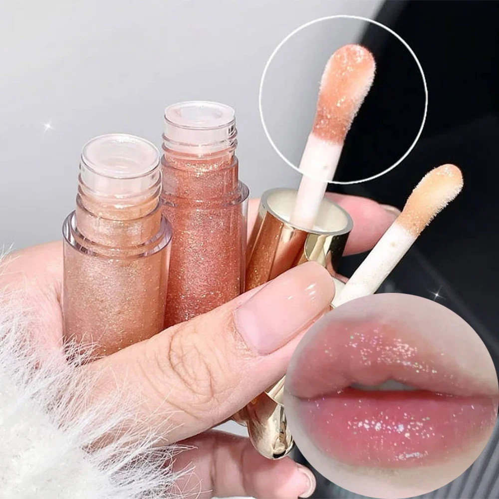 Sparkle Fine Glitter Lip Gloss Moisturizing Non-Stick Cup Lip Glaze Lasting Shimmer Shiny Liquid Lipstick Korean Makeup Cosmetic